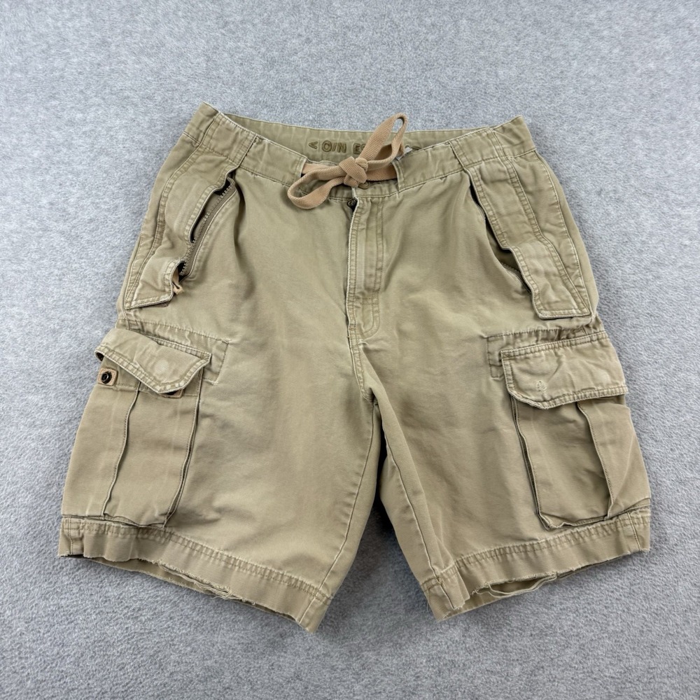 VINTAGE Old Navy Shorts Men 32 Beige Cargo Loose Baggy Skater‎ Y2K Drawstring